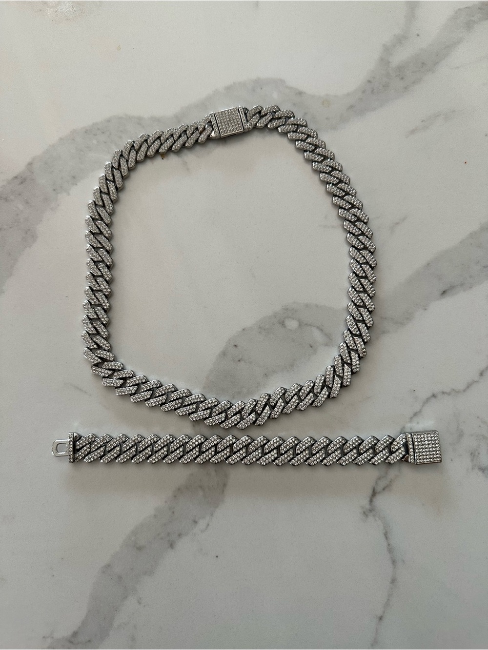 VVS Cuban Link Necklace & Bracelet Set